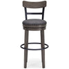 Swivel Barstool with Nailhead Trim and Curved Panel Back Tall Gray By Casagear Home BM248094