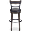 Swivel Barstool with Nailhead Trim and Curved Panel Back Tall Gray By Casagear Home BM248094