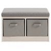 Storage Bench with Cushioned Top and 2 Fabric Baskets Gray By Casagear Home BM248105