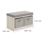 Storage Bench with Cushioned Top and 2 Fabric Baskets Gray By Casagear Home BM248105