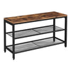 Wooden Shoe Bench with 2 Open Mesh Shelves Brown and Black By Casagear Home BM248132