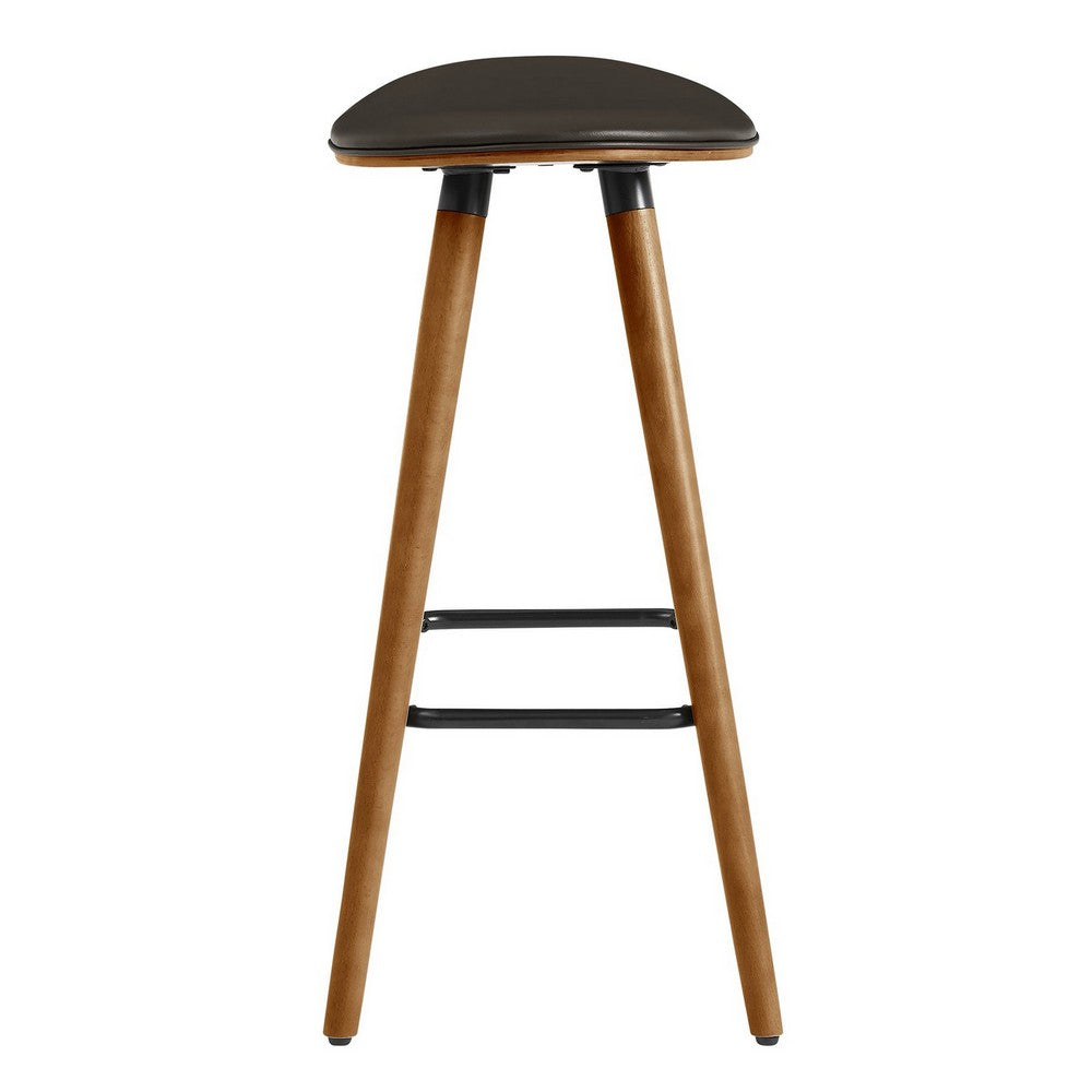 26 Inch Faux Leather Counter Height Backless Bar Stool Brown By Casagear Home BM248148