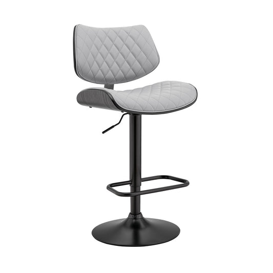 Metal and Faux Leather Adjustable Bar Stool Black and Gray By Casagear Home BM248173