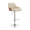 Faux Leather and Metal Adjustable Bar Stool Cream and Silver By Casagear Home BM248175