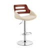 Faux Leather Adjustable Swivel Bar Stool Walnut and Cream By Casagear Home BM248182