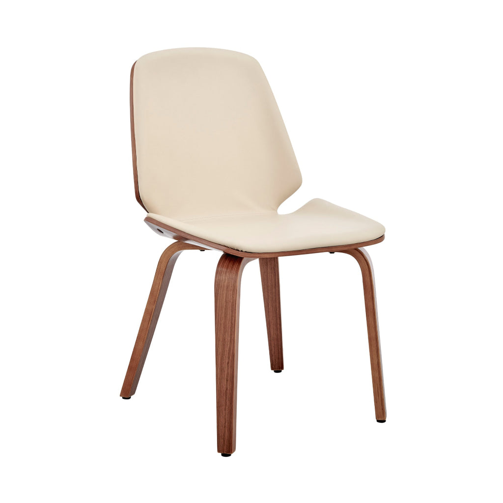 Leatherette Dining Chair with Slightly Curved Seat Cream By Casagear Home BM248197