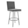 30 Inch Swivel Barstool with Metal Frame and Hexagonal Back Gray By Casagear Home BM248198