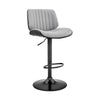 Barstool with Channel Tufted Leatherette Seat Gray and Black By Casagear Home BM248222