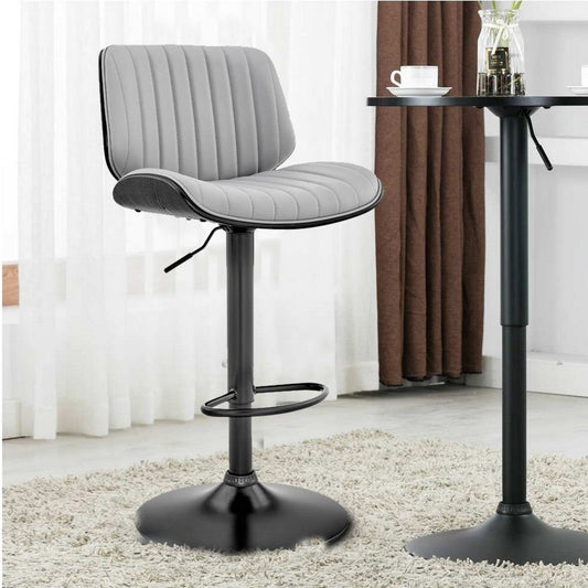 Barstool with Channel Tufted Leatherette Seat Gray and Black By Casagear Home BM248222