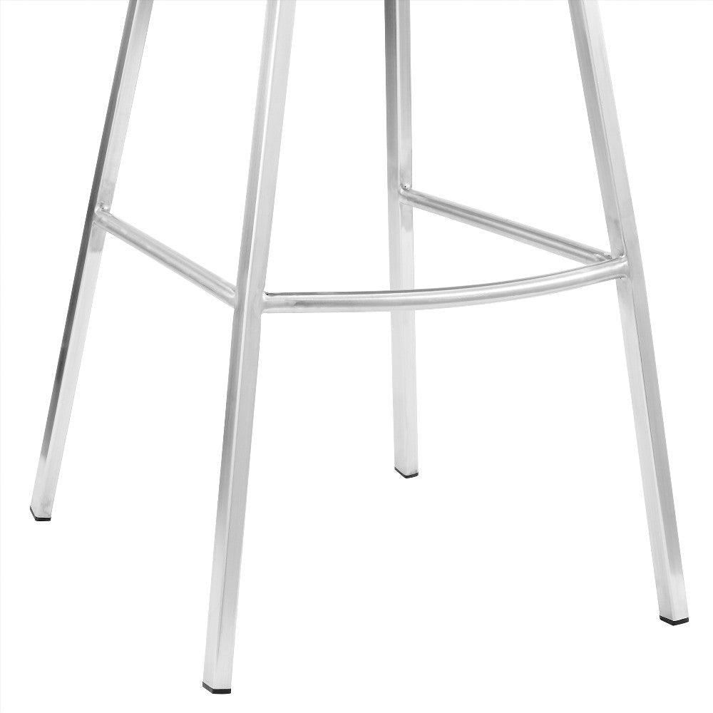 26 Inch Open Back Leatherette Swivel Counter Stool White and Silver By Casagear Home BM248238