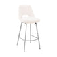 26 Inch Open Back Leatherette Swivel Counter Stool, White and Silver By Casagear Home