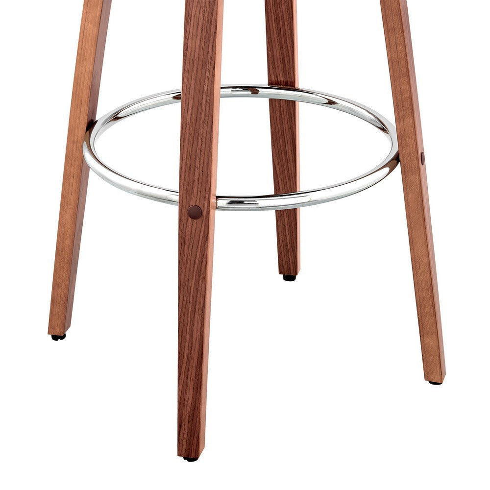 26 Inch Leatherette Barstool with Curved Back Gray and Brown By Casagear Home BM248256