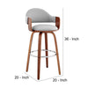 26 Inch Leatherette Barstool with Curved Back Gray and Brown By Casagear Home BM248256