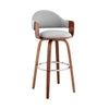 26 Inch Leatherette Barstool with Curved Back, Gray and Brown By Casagear Home