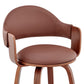 30 Inch Leatherette Barstool with Curved Cushioned Back Brown By Casagear Home BM248266