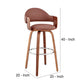 30 Inch Leatherette Barstool with Curved Cushioned Back, Brown By Casagear Home