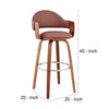 30 Inch Leatherette Barstool with Curved Cushioned Back, Brown By Casagear Home