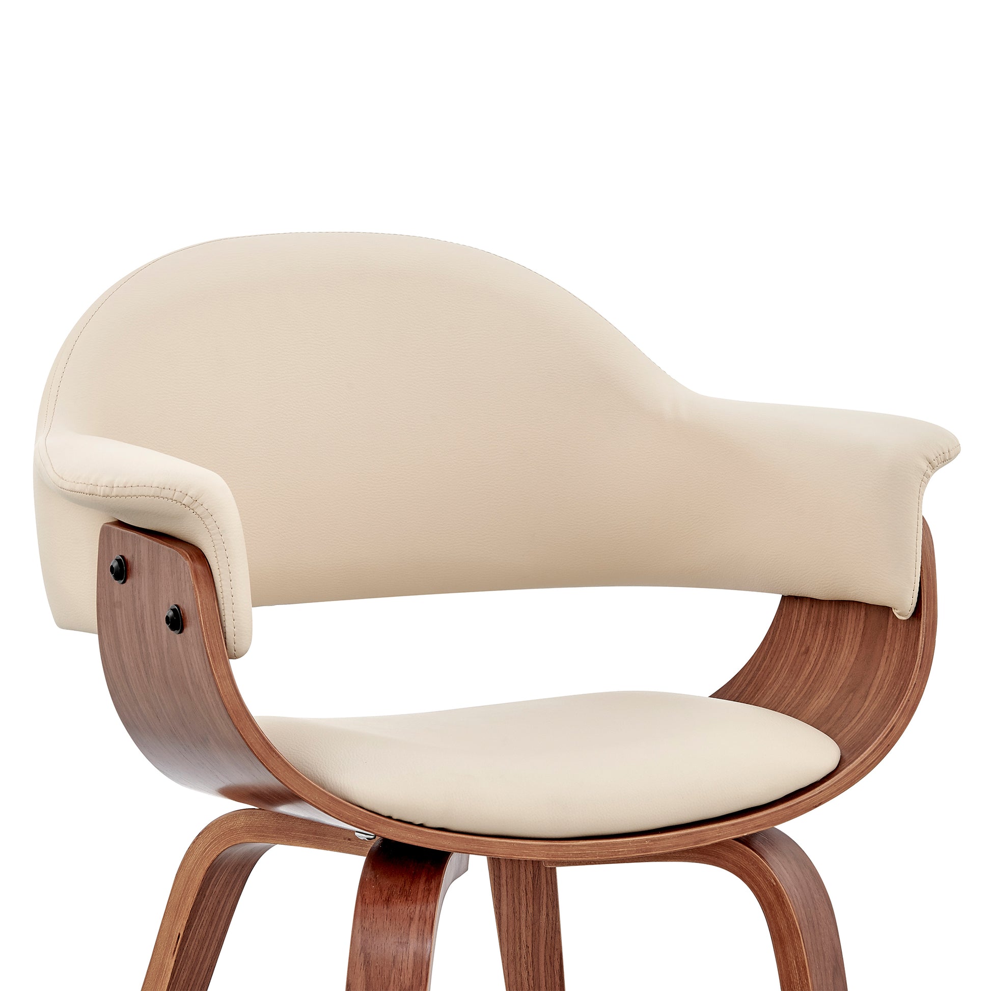 Leatherette Dining Chair with Curved Seat Cream and Brown By Casagear Home BM248278