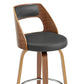 Swivel Bar Stool with Open Design Wooden Back Gray By Casagear Home BM248286