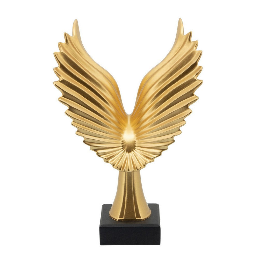 Resin Eagle Design Table Decor with Block Base Gold By Casagear Home BM249489