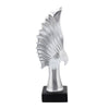 20 Inch Resin Eagle Design Table Decor with Block Base Silver By Casagear Home BM249492