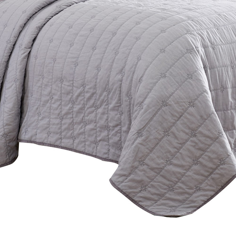 Veria 3 Piece Queen Quilt Set with Channel Stitching The Urban Port Light Gray By Casagear Home BM250000