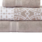 Veria 6 Piece Towel Set with Floral and Geometric Motifs Pattern The Urban Port,Beige By Casagear Home BM250053