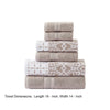 Veria 6 Piece Towel Set with Floral and Geometric Motifs Pattern The Urban Port,Beige By Casagear Home BM250053