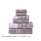 Veria 6 Piece Towel Set with Floral and Geometric Motif Pattern The Urban Port,Purple By Casagear Home BM250054