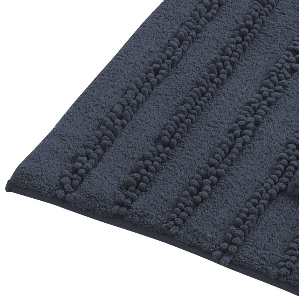 Veria 2 Piece Bath Mat with Textured Loops Details The Urban Port Navy Blue By Casagear Home BM250070