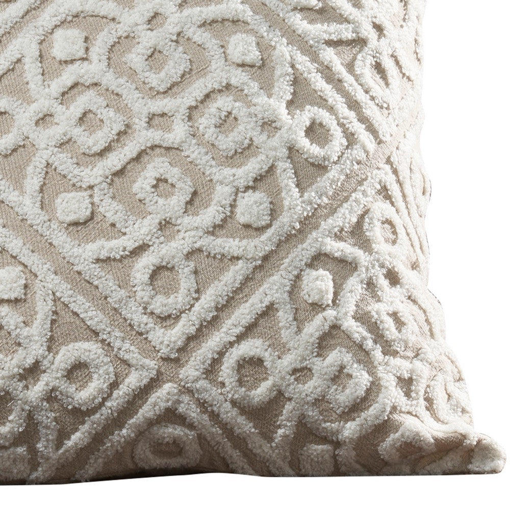 Veria Decorative Pillow Cover with Celtic Knot The Urban Port White and Beige By Casagear Home BM250078