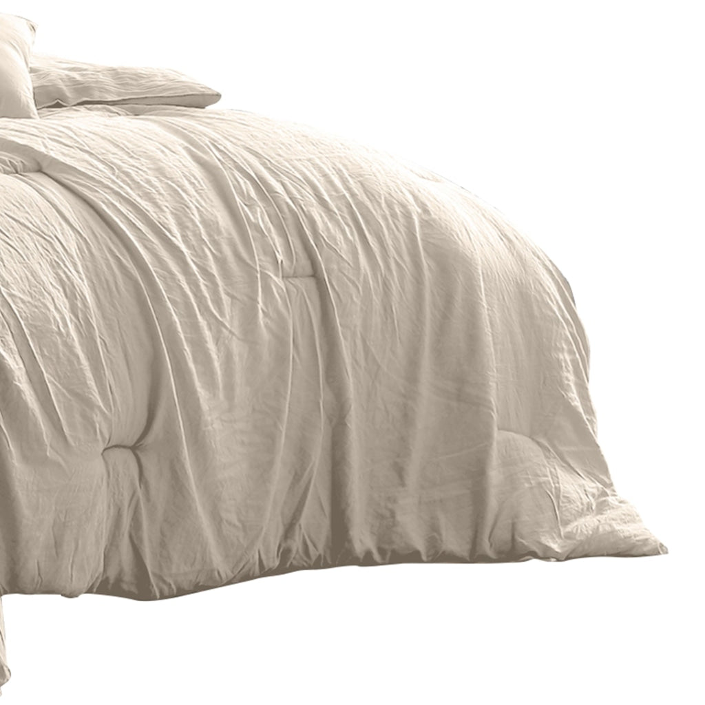 Veria 4 Piece Queen Comforter Set with Deep Stitching The Urban Port Beige By Casagear Home