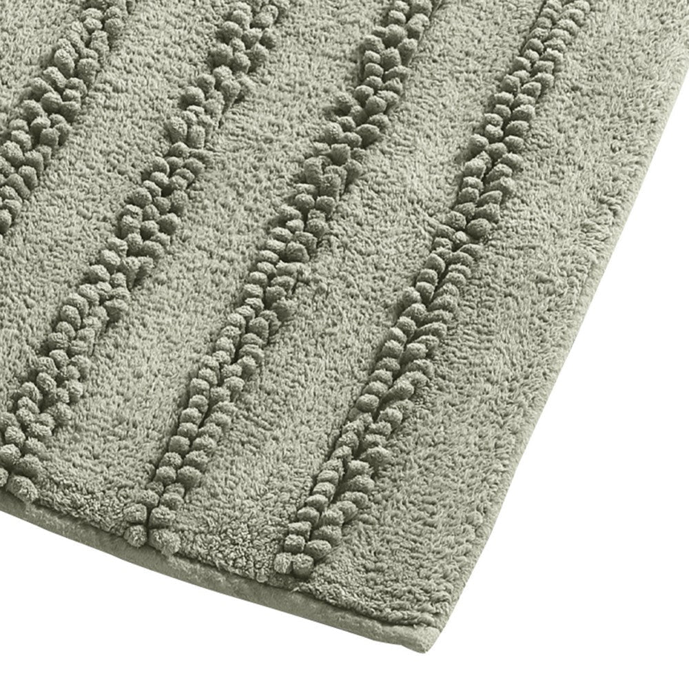 Veria 2 Piece Bath Mat with Textured Loops Details The Urban Port Sage Green By Casagear Home BM250099