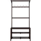 Hall Tree with 5 Hooks and 2 Slatted Shelves Espresso Brown By Casagear Home BM250175