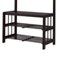 Hall Tree with 5 Hooks and 2 Slatted Shelves Espresso Brown By Casagear Home BM250175