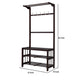 Hall Tree with 5 Hooks and 2 Slatted Shelves Espresso Brown By Casagear Home BM250175