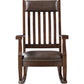 Rocking Chair with Leatherette Seat and Slatted Back Brown By Casagear Home BM250176