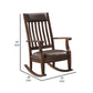 Rocking Chair with Leatherette Seat and Slatted Back Brown By Casagear Home BM250176