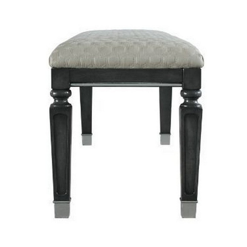 Bench with Hexagonal Pattern and Tapered Legs Beige By Casagear Home BM250184