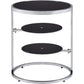 20 Inch Accent Table with 2 Tier Swivel Glass Shelves Black and Chrome By Casagear Home BM250241