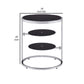 20 Inch Accent Table with 2 Tier Swivel Glass Shelves Black and Chrome By Casagear Home BM250241