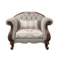 Chair with Button Tufted Back and Queen Anne Legs Gray and Brown By Casagear Home BM250251