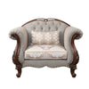 Chair with Button Tufted Back and Queen Anne Legs Gray and Brown By Casagear Home BM250251