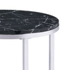 End Table with Round Faux Marble Top and Glass Shelf Black By Casagear Home BM250265