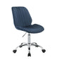 Adjustable Office Chair with Channel Stitching, Blue and Chrome By Casagear Home