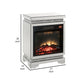 Electric Fireplace with Mirror Panel Framing and Faux Diamonds Silver By Casagear Home BM250304