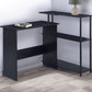 Writing Desk with L Shaped Design and 3 Tier Wooden Shelves, Black By Casagear Home