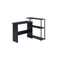 Writing Desk with L Shaped Design and 3 Tier Wooden Shelves Black By Casagear Home BM250315