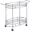 Serving Cart with Tubular Frame and 2 Tier Glass Shelves, Chrome By Casagear Home