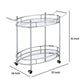 Serving Cart with Tubular Frame and 2 Tier Glass Shelves Chrome By Casagear Home BM250318